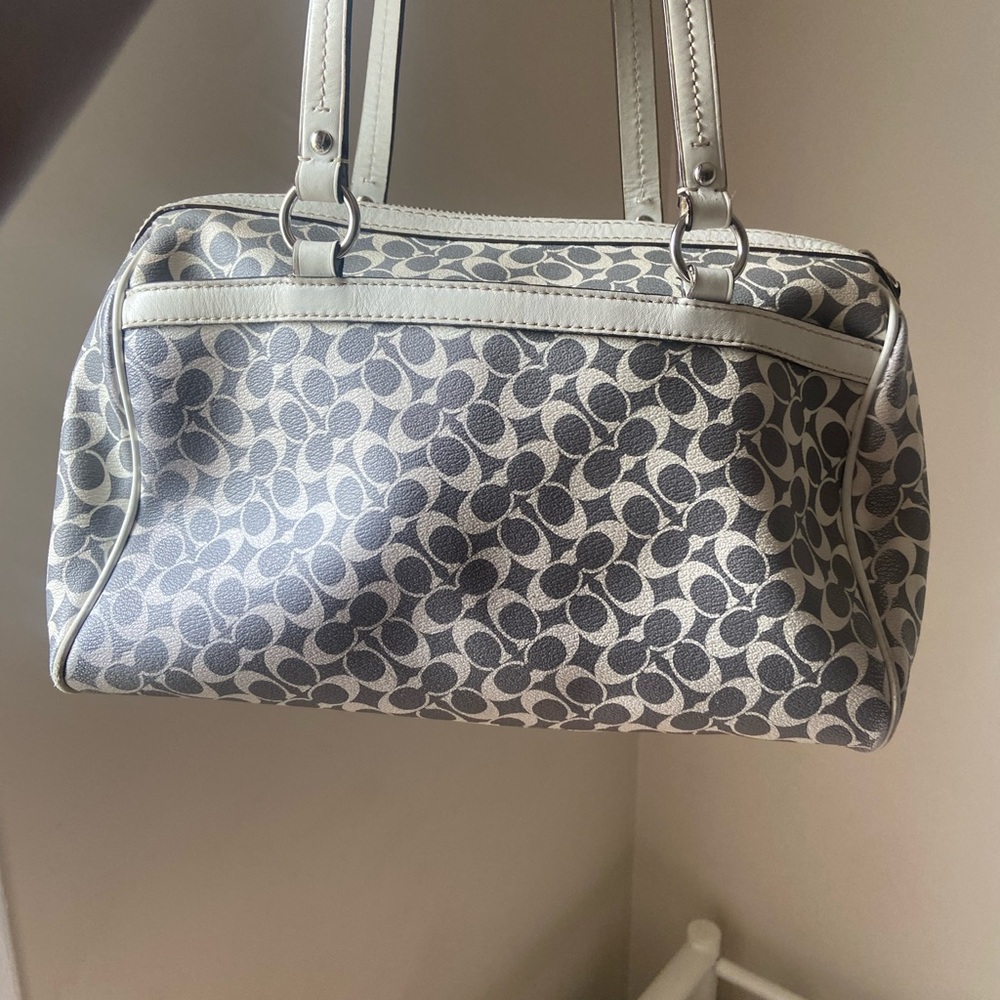 Rare Vintage Coach Gray and Pink Signature Satchel Bag - Picture 4 of 16